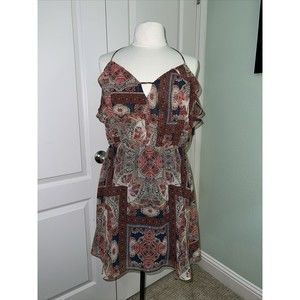 BCBGENERATION  Paisley Hypnosis Ruffle Dress Large